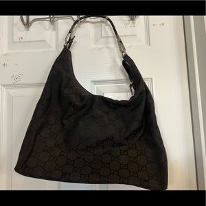 Authentic Gucci Brown Monogram large shoulder Bag